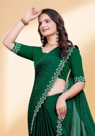 TRANDING RANGOLI SAREE WITH CUT WORK BORDER AND BLOUSE BLACK